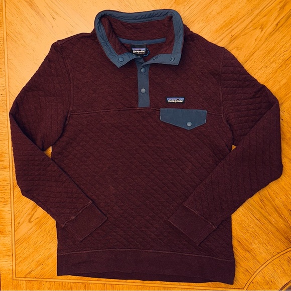 Patagonia Organic Cotton Quilt Snap-T Pullover Women’s Size Medium Dark Ruby - Picture 2 of 15
